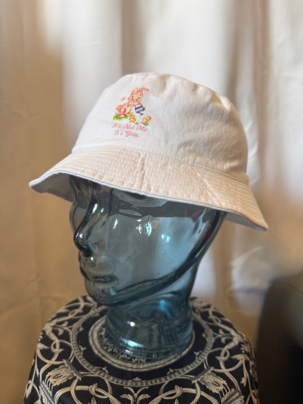 White Bucket Hat - Cute Floral Graphic